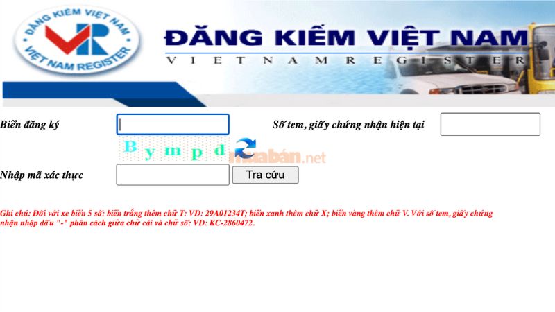 Truy cập vào trang web của Cục Đăng kiểm Việt Nam