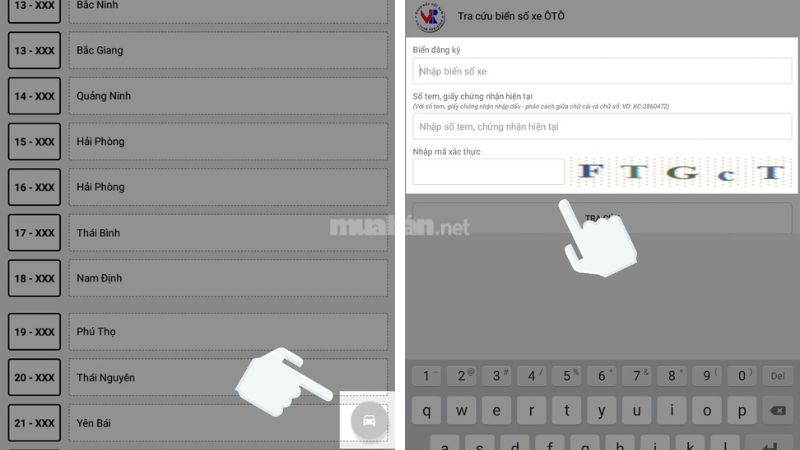 Cách tra biển số xe Tuyên Quang online - Nhập thông tin cần thiết