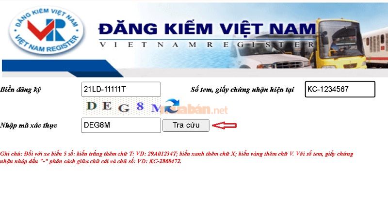 Nhập đầy đủ thông tin chính xác, tiến hành tra cứu