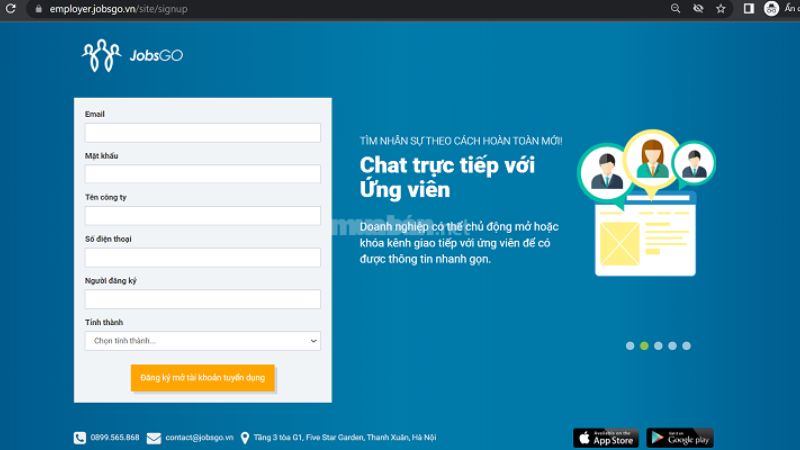 JobsGO hỗ trợ doanh nghiệp chat trực tiếp với ứng viên - Nguồn ảnh: Sưu tầm