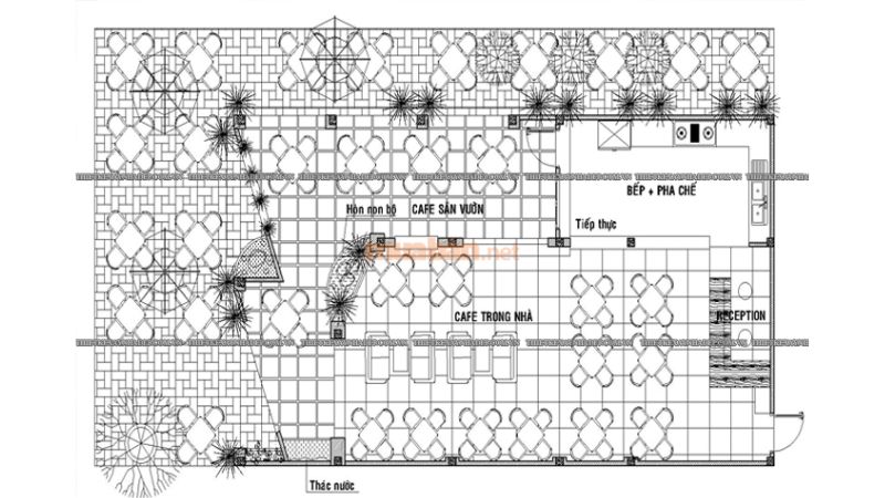 Bản thiết kế quán cà phê sân vườn phong cách đồng quê - Nguồn ảnh: Sưu tầm