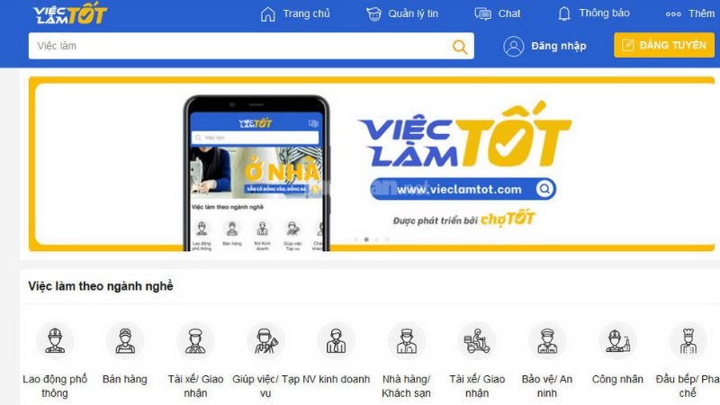 Giao diện website Việc Làm Tốt