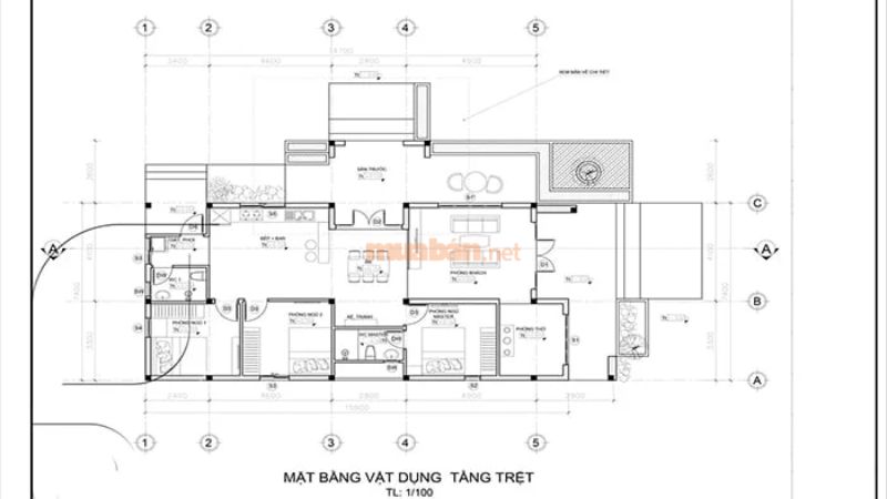 Bản vẽ nhà cấp 4 3 phòng ngủ 200 triệu