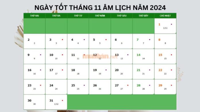 Xem ngày tốt tháng 11 âm lịch năm 2024