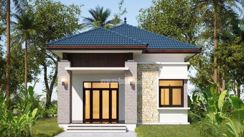 Minh họa mẫu nhà cấp 4 2 phòng ngủ 70m2 