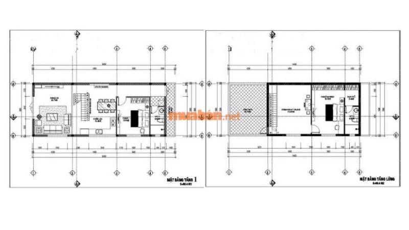 Bản vẽ nhà 1 trệt 1 lửng tận dụng diện tích hiệu quả nhất