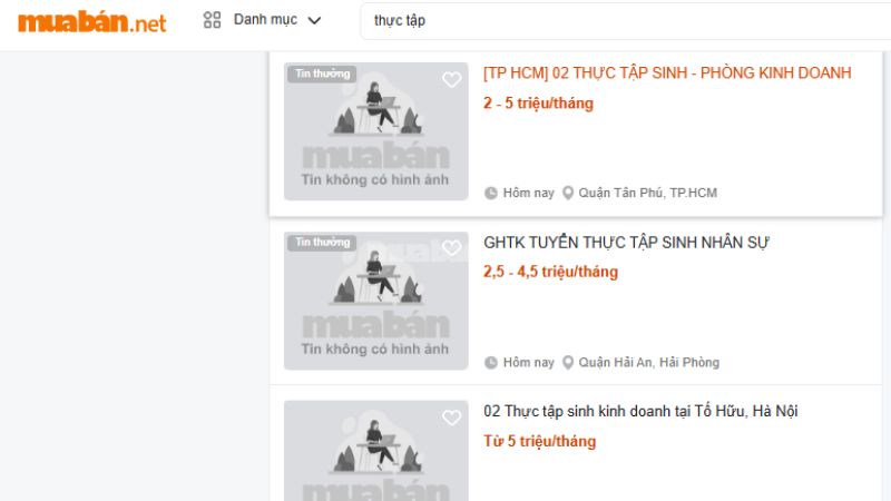Tìm kiếm cơ hội thực tập và hàng ngàn công việc đa dạng tại Muaban.net