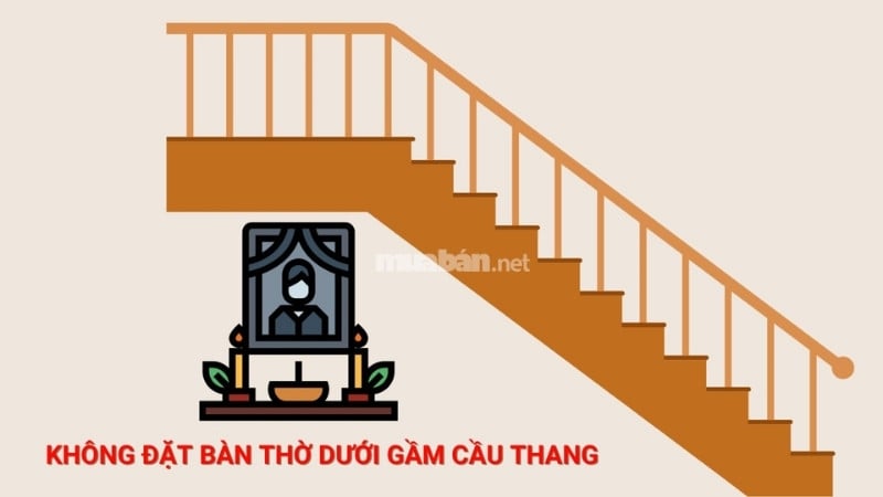 Không đặt bàn thờ dưới gầm cầu thang