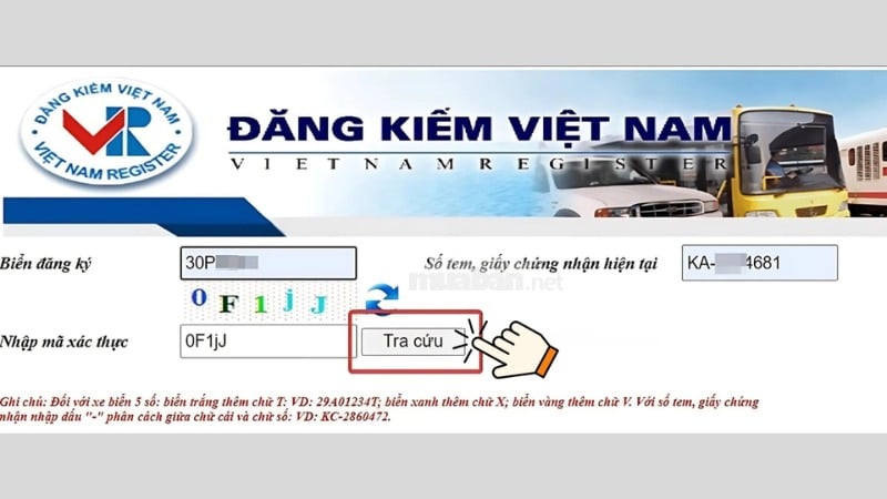 Tra cứu thông tin xe trên Cục Đăng Kiểm