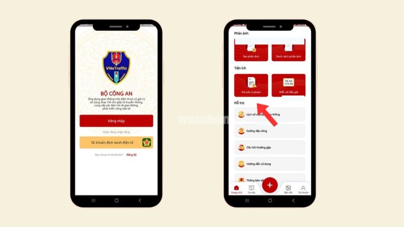 Bước 3: Truy cập thông tin tra cứu vi phạm