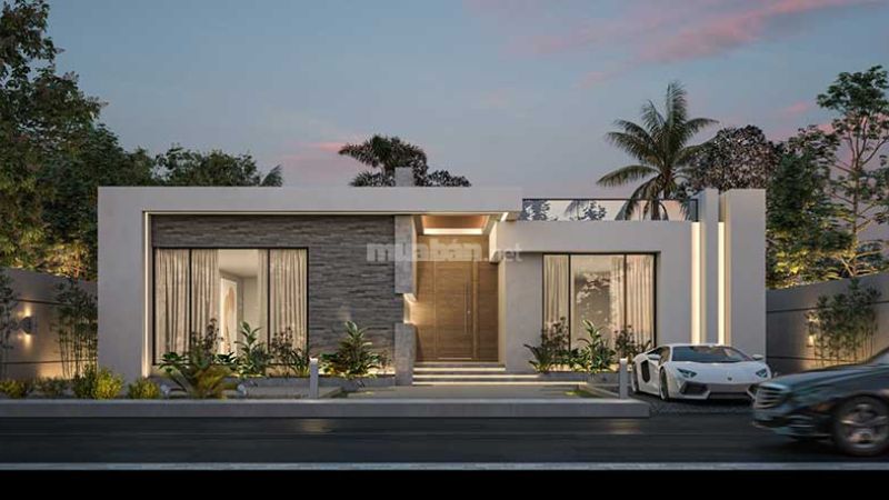 Nhà Villa 1 tầng mái bằng hiện đại