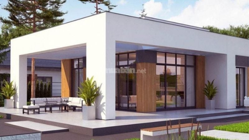 Nhà Villa 1 tầng mái bằng hiện đại