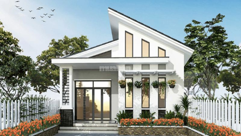 Mẫu nhà nhà cấp 4 100m2 mái lệch