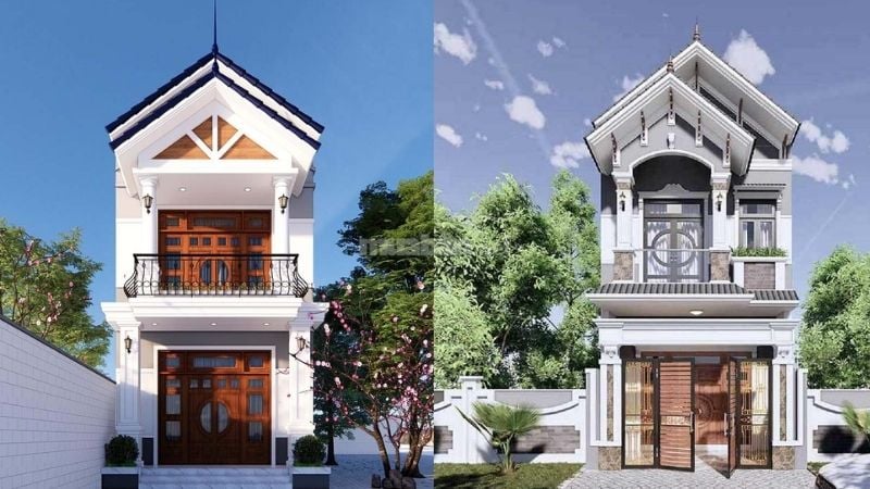 Mẫu nhà 1 trệt 1 lầu 5x15 mái thái