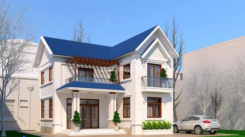 Mẫu nhà 1 trệt 1 lầu 5x15 hình chữ L