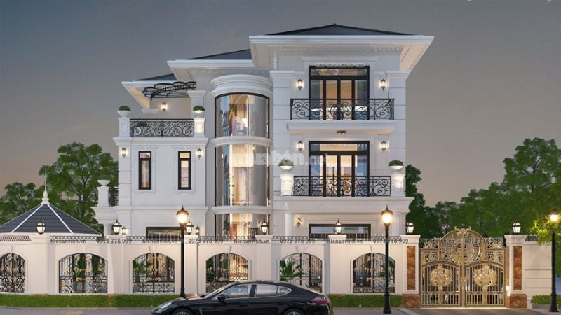 Mẫu nhà mái bằng 3 tầng 100m2 mặt tiền