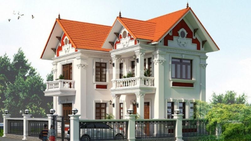 Mẫu nhà 2 tầng mái thái 100m2 nông thôn