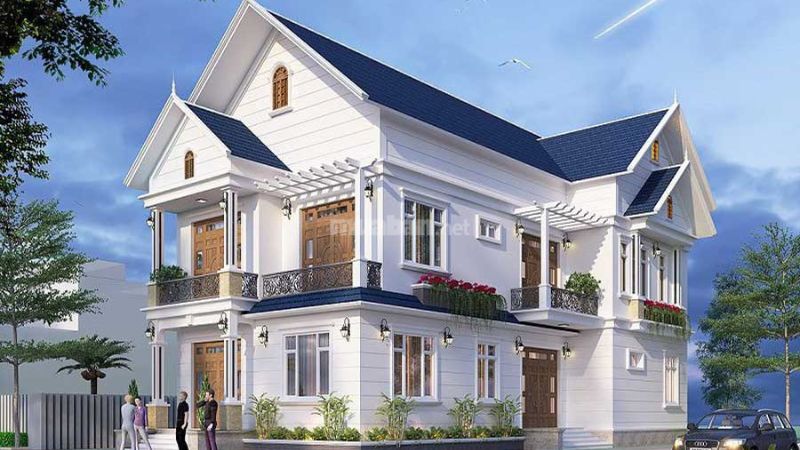 Mẫu nhà 2 tầng mái thái 100m2 nông thôn 