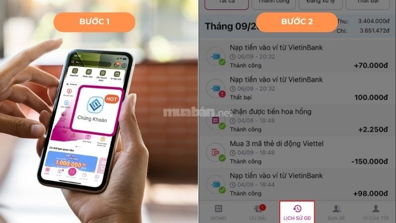 Cách xem lịch sử giao dịch trên MoMo