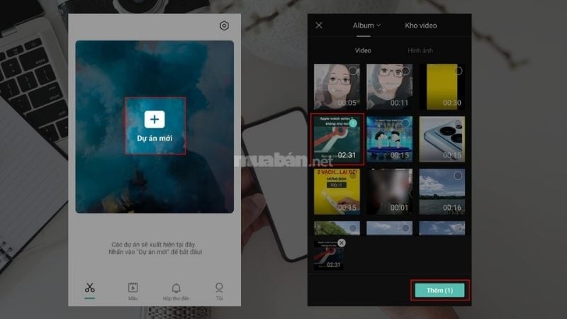Mở CapCut, chọn "Dự án mới", thêm video cần chỉnh sửa
