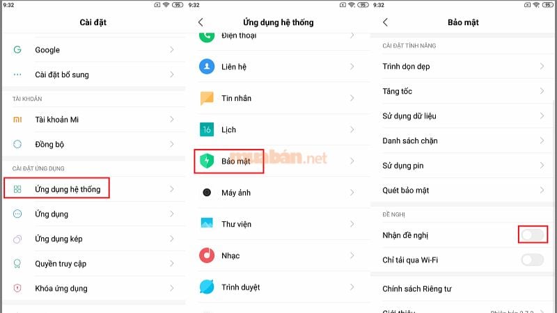 Tắt quảng cáo trên ứng dụng Bảo mật của điện thoại Xiaomi