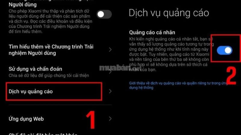 Tắt quảng cáo bằng dịch vụ quảng cáo trên điện thoại Xiaomi