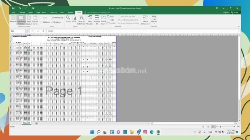 Bước 3: Excel sẽ hiển thị đường phân trang