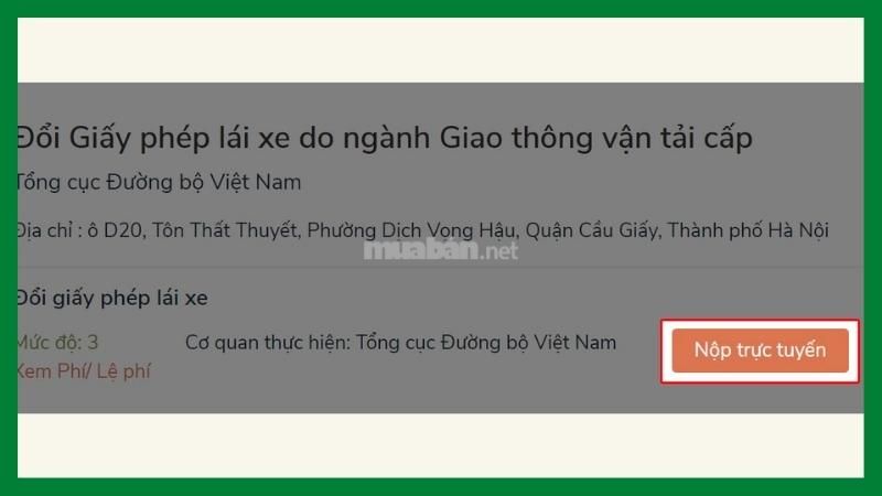 Đổi bằng lái xe máy ở đâu? Thủ tục đổi bằng lái xe trực tiếp và trực tuyến mới nhất Các bước đổi bằng lái xe trực tiếp - Bước 5