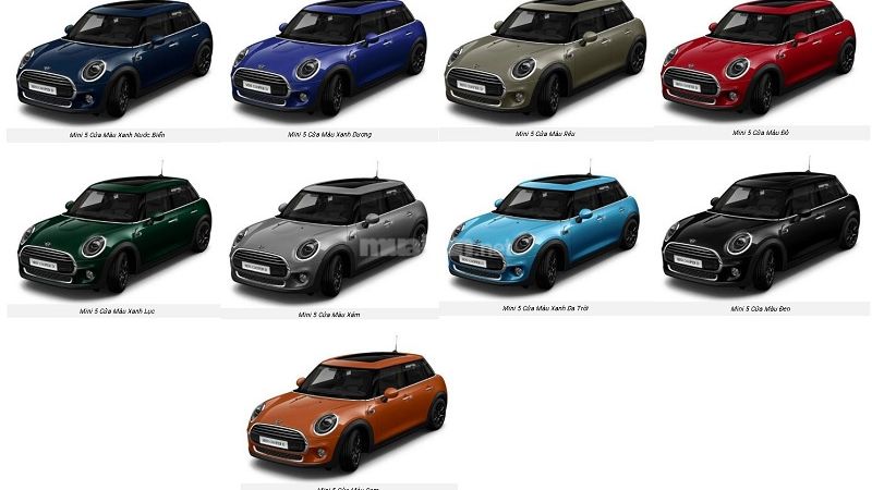 Bảng giá xe Mini Cooper cập nhật mới nhất T5/2025 Bảng màu xe Mini Cooper S 5 cửa
