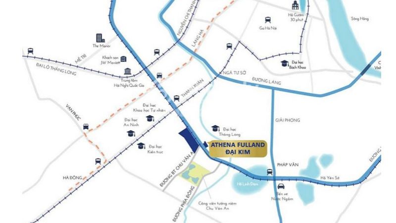 Dự án Athena Fulland Đại Kim: Tiềm năng sinh lời và tiện ích vượt trội Dự án Athena Fulland có vị trí đắc địa giúp kết nối các địa điểm trong khu vực và kết nối vùng thuận lợi