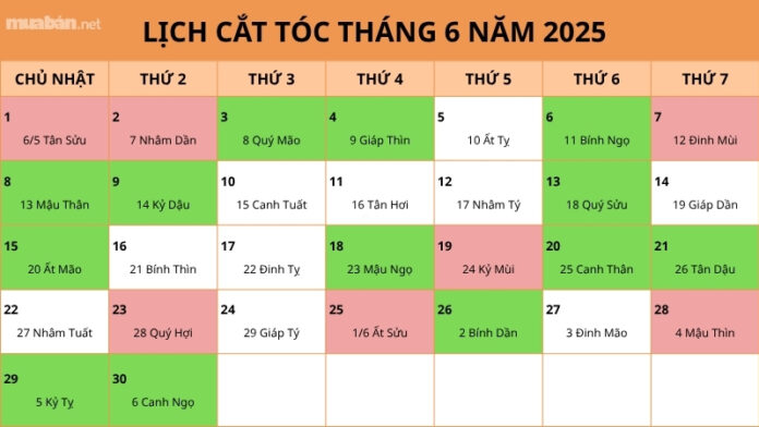 Ngày tốt cắt tóc tháng 6 năm 2025