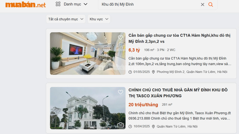 Vị trí và tiềm năng bất động sản Khu đô thị Mỹ Đình Lựa chọn mua nhà Khu đô thị Mỹ Đình tại Muaban.net