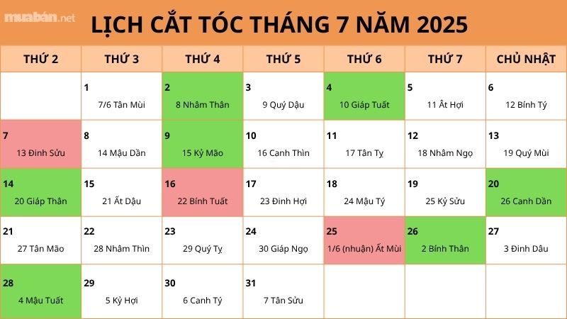 Lịch cắt tóc tháng 7 2025 giúp gia tăng vận may, đón tài lộc lịch cắt tóc tháng 7 năm 2025