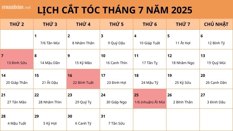 Lịch cắt tóc tháng 7 2025 giúp gia tăng vận may, đón tài lộc Ngày tốt tránh cắt tóc tháng 7 năm 2025