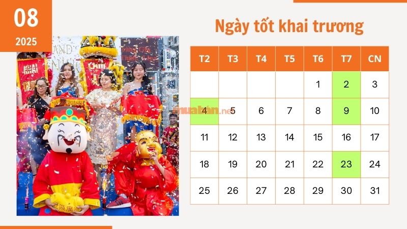 Ngày tốt khai trương tháng 8 năm 2025