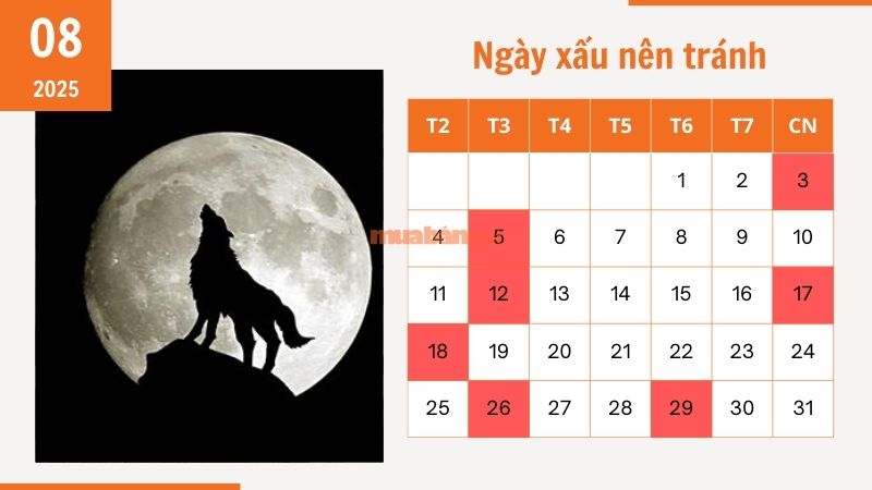 Những ngày xấu nên tránh trong tháng 8 năm 2025