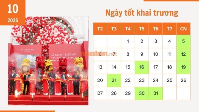 Ngày tốt khai trương tháng 10 năm 2025 thuận lợi