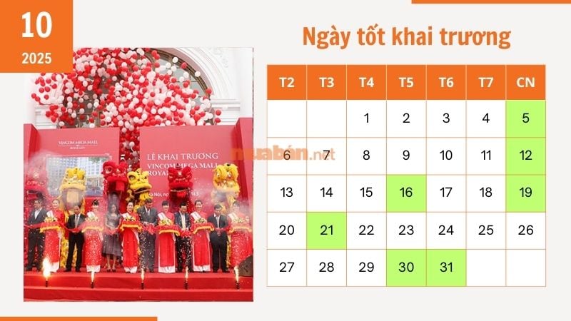 Ngày tốt khai trương tháng 10 năm 2025 giúp kinh doanh thuận lợi Ngày tốt khai trương tháng 10 năm 2025 thuận lợi