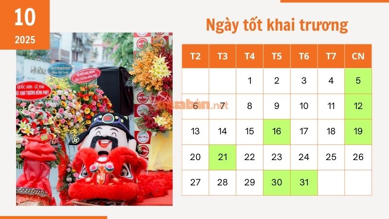 Ngày tốt khai trương tháng 10 năm 2025 giúp kinh doanh thuận lợi Ngày tốt khai trương tháng 10 năm 2025