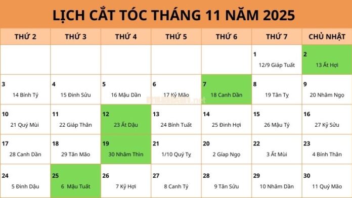 Lịch cắt tóc tháng 11 năm 2025, chọn ngày đẹp hút vận may