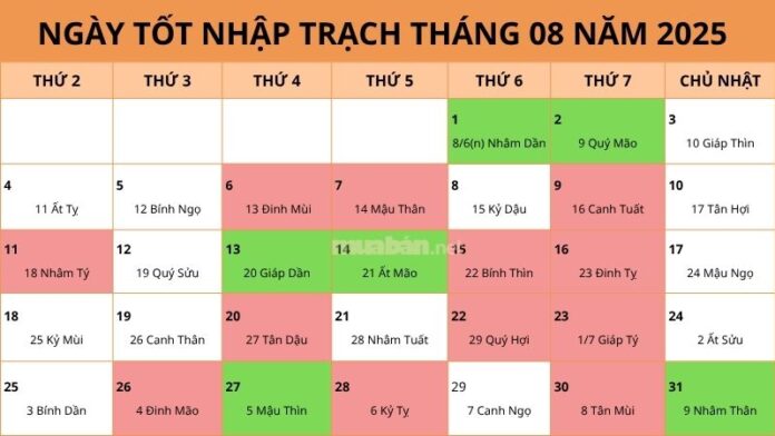 Ngày tốt nhập trạch tháng 8 năm 2025: Chọn ngày đẹp, đón tài lộc