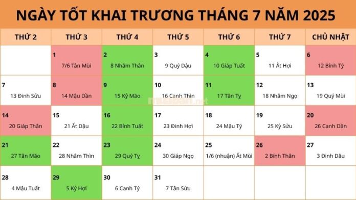 Ngày tốt khai trương, mở hàng tháng 7 năm 2025 giúp buôn may bán đắt