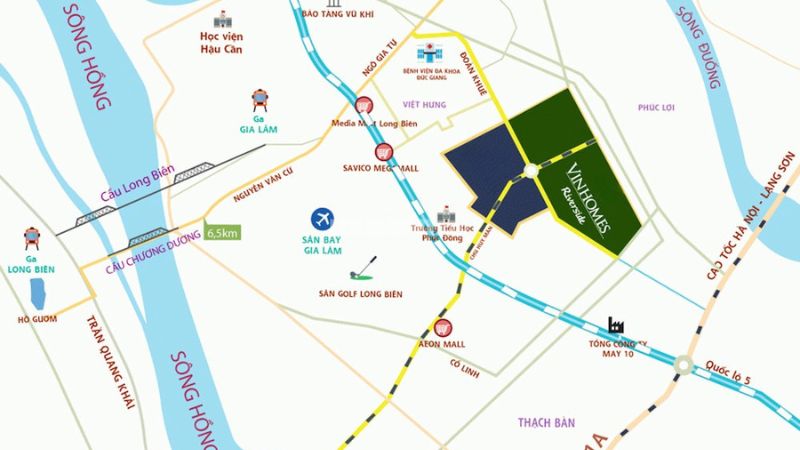 Vị trí của khu đô thị Vinhomes Riverside