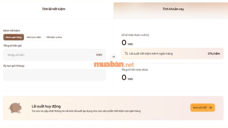 Công cụ tính lãi tiết kiệm Ngân hàng Thương mại Cổ phần Lộc Phát Việt Nam