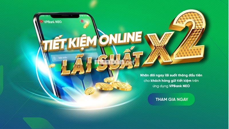 Lãi suất tiết kiệm online tại VPBank dao động từ 0,4% đến 5,5%/năm