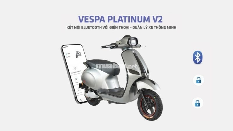 JVC Vespa Platinum V2 là dòng xe máy điện cao cấp, mang phong cách sang trọng