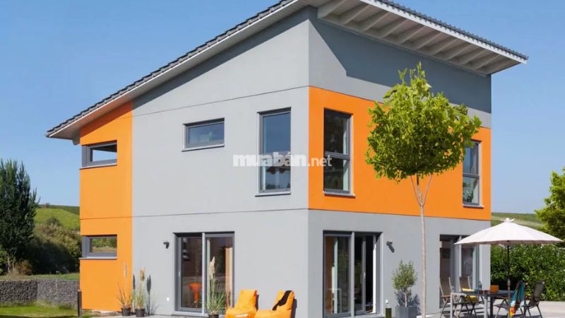 Kiểu nhà bán mái với đường nét không đối xứng