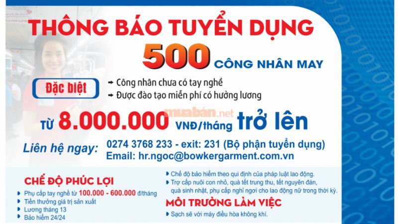 Mẫu tin tuyển dụng công nhân