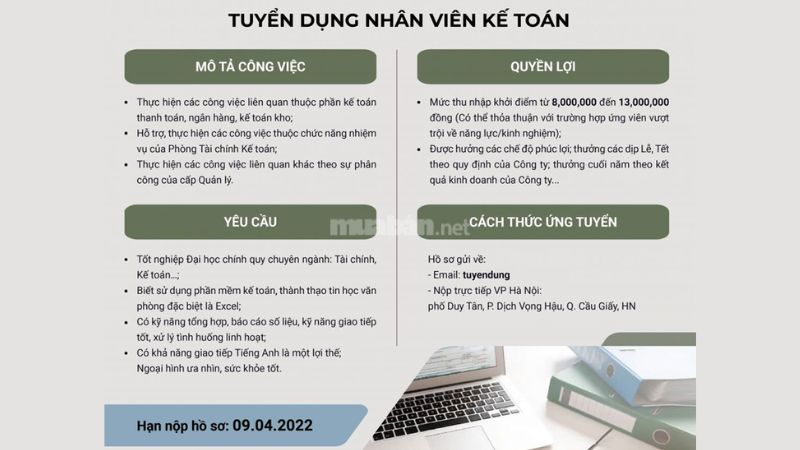 Mẫu tin tuyển dụng kế toán