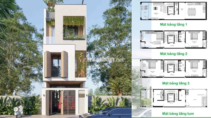 Nhà 3 tấm rưỡi thực chất là kiểu nhà gồm 1 trệt, 2 tầng và thêm nửa tầng